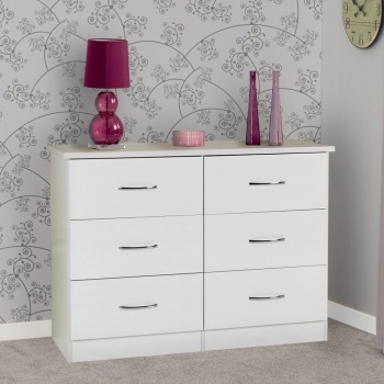 Nevada 6 Drawer Chest - White