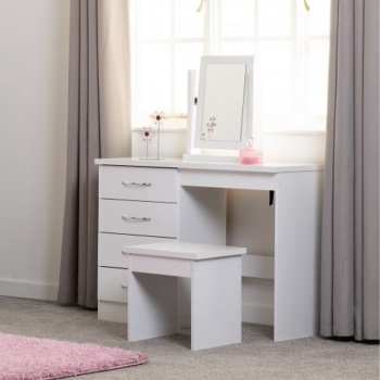 Nevada 4 Drawer Dressing Table Set - White