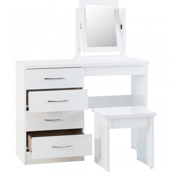 Nevada 4 Drawer Dressing Table Set - White