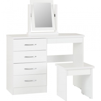 Nevada 4 Drawer Dressing Table Set - White