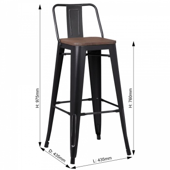 Pollux Kitchen Bar Stool for Home Restaurant x 2 - Matte Black