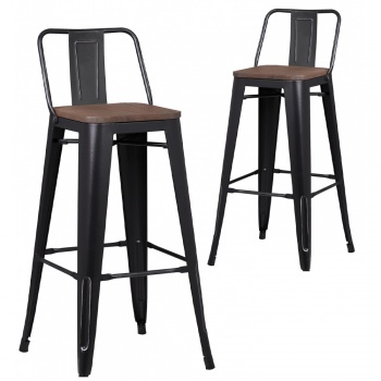 Pollux Kitchen Bar Stool for Home Restaurant x 2 - Matte Black