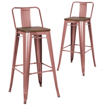 Pollux Kitchen Bar Stool for Home Restaurant x 2 - Copper