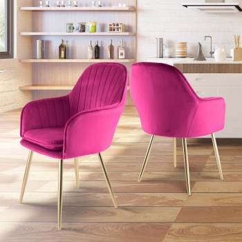 Genesis Muse Chair in Velvet Fabric x 2 - Fuchsia Pink