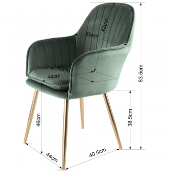 Genesis Muse Chair in Velvet Fabric x 2 - Bistro Green