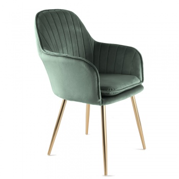 Genesis Muse Chair in Velvet Fabric x 2 - Bistro Green