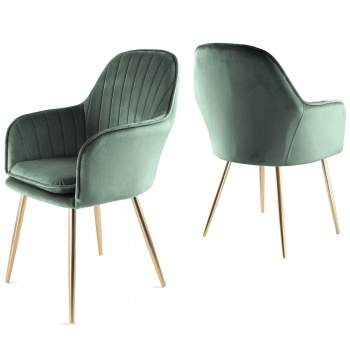 Genesis Muse Chair in Velvet Fabric x 2 - Bistro Green