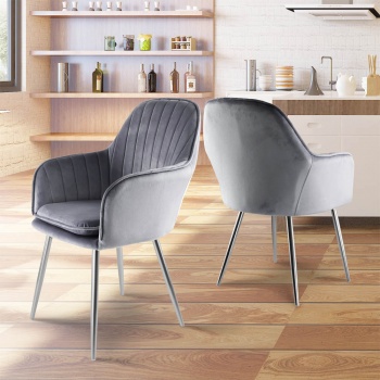 Genesis Muse Chair in Velvet Fabric x 2 - Grey