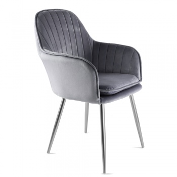 Genesis Muse Chair in Velvet Fabric x 2 - Grey