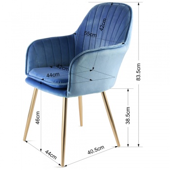 Genesis Muse Chair in Velvet Fabric x 2 - Navy