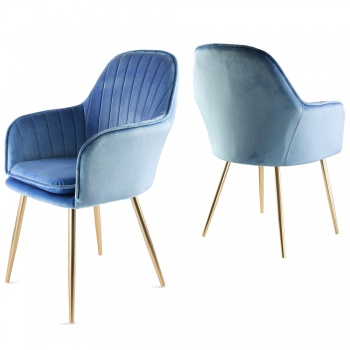 Genesis Muse Chair in Velvet Fabric x 2 - Navy