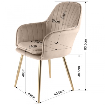 Genesis Muse Chair in Velvet Fabric x 2 - Taupe