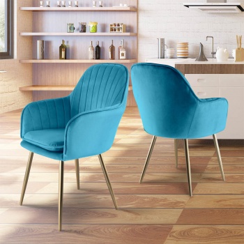 Genesis Muse Chair in Velvet Fabric x 2 - Teal