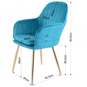 Genesis Muse Chair in Velvet Fabric x 2 - Teal