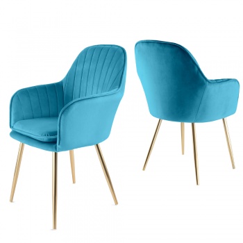 Genesis Muse Chair in Velvet Fabric x 2 - Teal