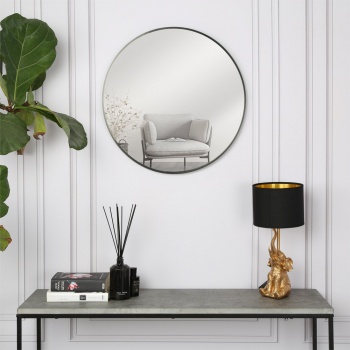 PANDORA Black Round Mirror - 60cm Small