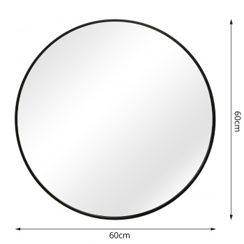 PANDORA Black Round Mirror - 60cm Small