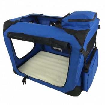 RayGar Folding Soft Crate Pet Carrier (Dog, Cat, Puppy, Kitten) - Blue