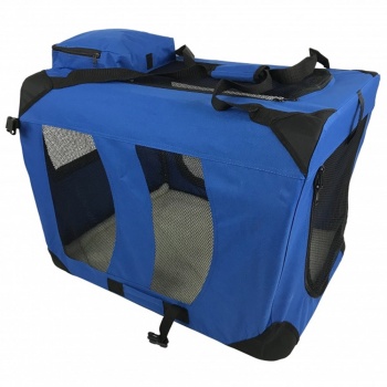 RayGar Folding Soft Crate Pet Carrier (Dog, Cat, Puppy, Kitten) - Blue