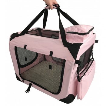 RayGar Folding Soft Crate Pet Carrier (Dog, Cat, Puppy, Kitten) - Pink