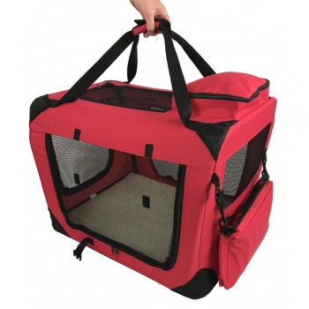 RayGar Folding Soft Crate Pet Carrier (Dog, Cat, Puppy, Kitten) - Red