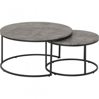 Quebec Round Coffee Table Pair - Concrete Effect