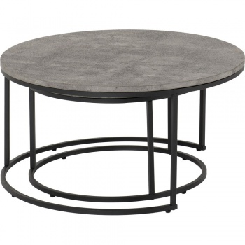 Quebec Round Coffee Table Pair - Concrete Effect