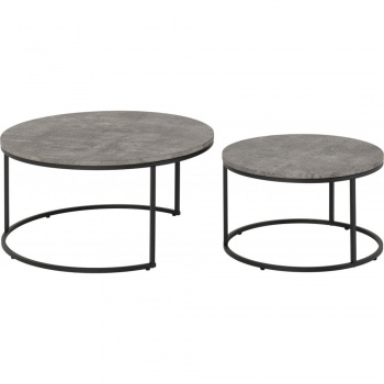 Quebec Round Coffee Table Pair - Concrete Effect