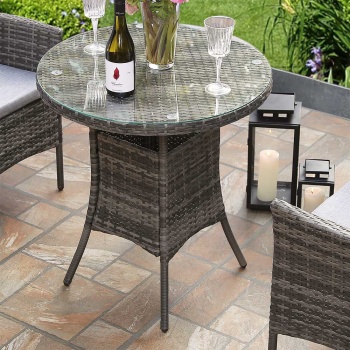 RayGar Deluxe Rattan 2 Seater Round Bistro Set - Grey