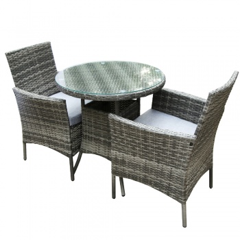 RayGar Deluxe Rattan 2 Seater Round Bistro Set - Grey