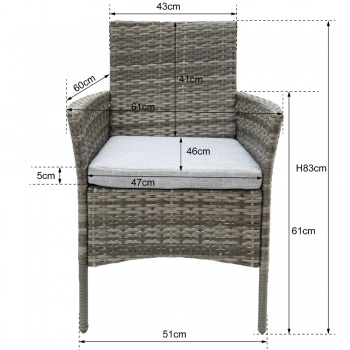 RayGar Deluxe Rattan 2 Seater Round Bistro Set - Grey