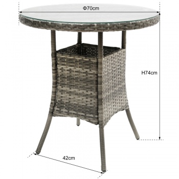 RayGar Deluxe Rattan 2 Seater Round Bistro Set - Grey