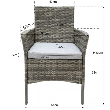 Valencia Deluxe Rattan 4 Seater Bistro Set with Round Table - Grey