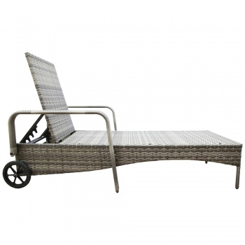 RayGar Deluxe Rattan Sun Lounger with Adjustable Recline - Grey