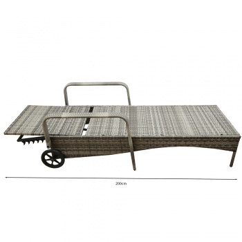 RayGar Deluxe Rattan Sun Lounger with Adjustable Recline - Grey