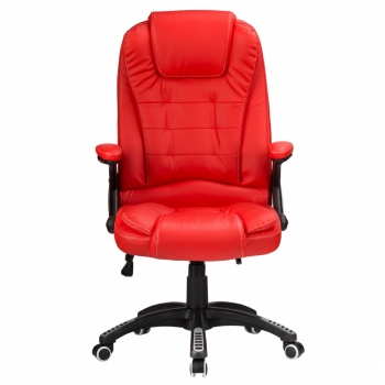 RayGar Luxury Faux Leather High Back Reclining Office Chair - Red