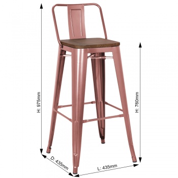 Pollux Kitchen Bar Stool for Home Restaurant x 4 - Copper