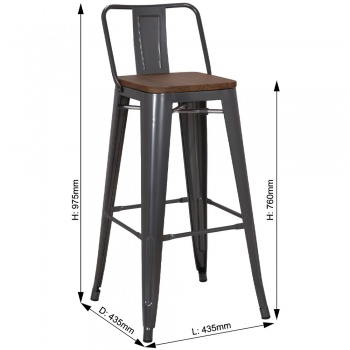 Pollux Kitchen Bar Stool for Home Restaurant x 4 - Metallic Grey