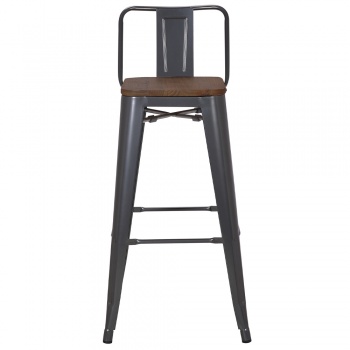 Pollux Kitchen Bar Stool for Home Restaurant x 4 - Metallic Grey