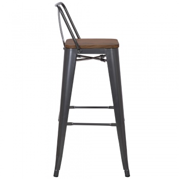 Pollux Kitchen Bar Stool for Home Restaurant x 4 - Metallic Grey