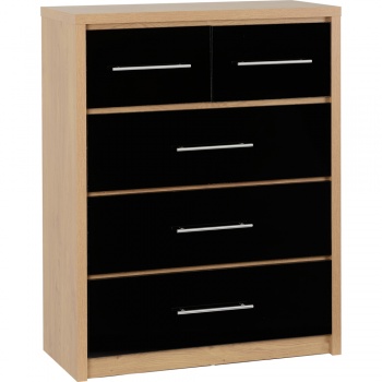 Seville 3+2 Drawer Chest - Black/Oak