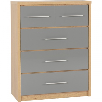 Seville 3+2 Drawer Chest - Grey/Oak