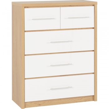 Seville 3+2 Drawer Chest - White/Oak