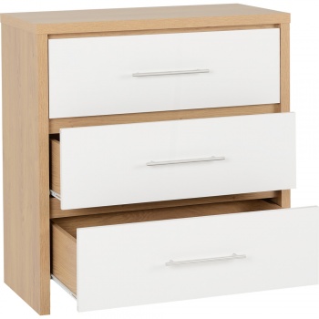 Seville 3 Drawer Chest - White/Oak