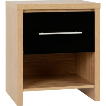 Seville 1 Drawer Bedside Cabinet - Black/Oak